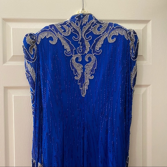 De Oscar Collection Blue Formal Sequin Evening gown gently used Size 14 - Picture 5 of 9